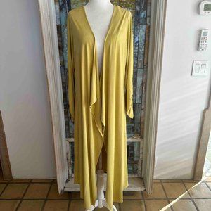 Tahari Mustard Yellow Faux Suede Long Coat